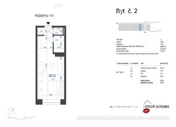 Prodej bytu 1+kk 29,84 m2 se zahrádkou 38,37 m2 a parkovacím stáním